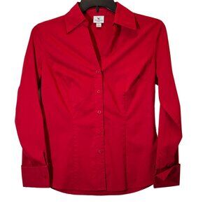 Women Red Long Sleeves Shirt Size 4